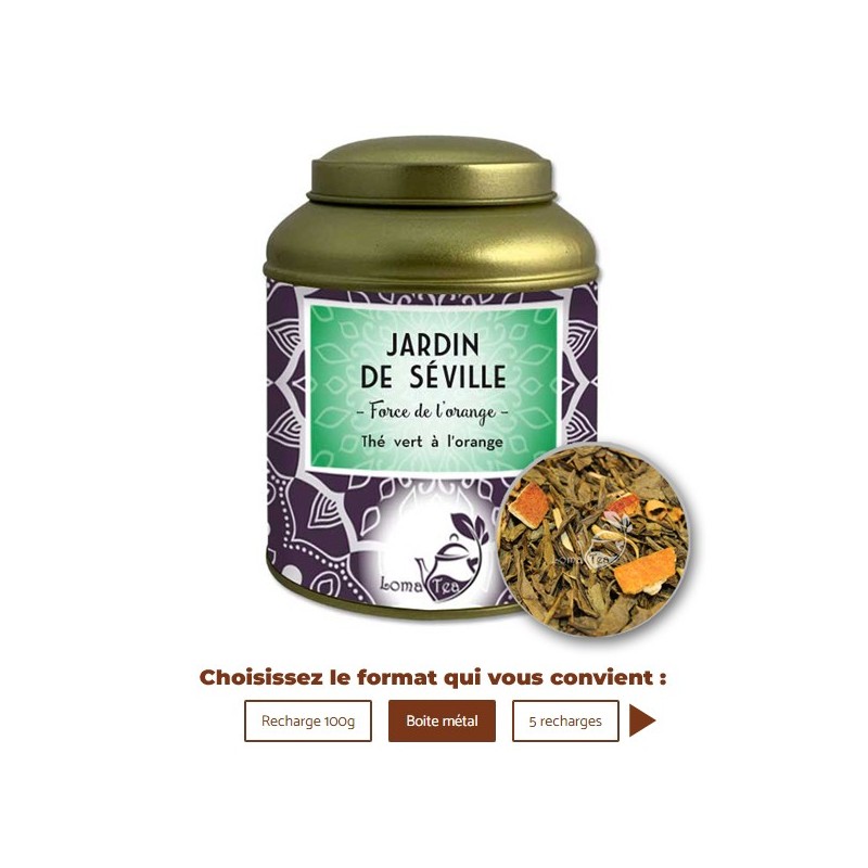 Thé vert JARDIN DE SEVILLE VRAC 100g - LOMATEA Thé vert JARDIN DE SEVILLE VRAC 100g - LOMATEA