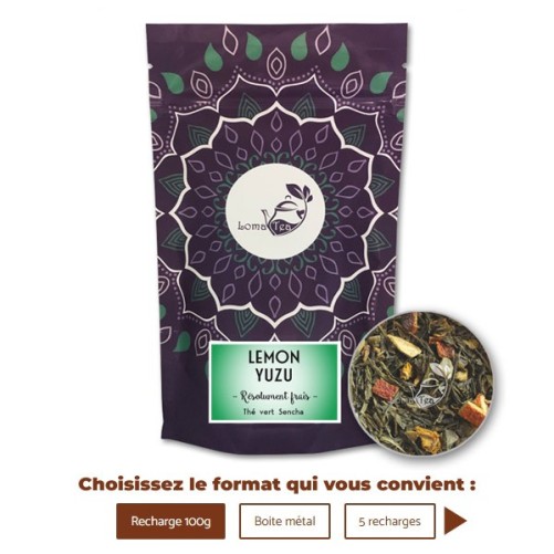Thé Vert vrac 100g LEMON YUZU - LOMATEA