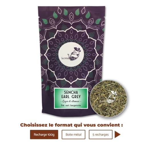 Thé vert SENCHA EARL GREY VRAC 100g - LOMATEA