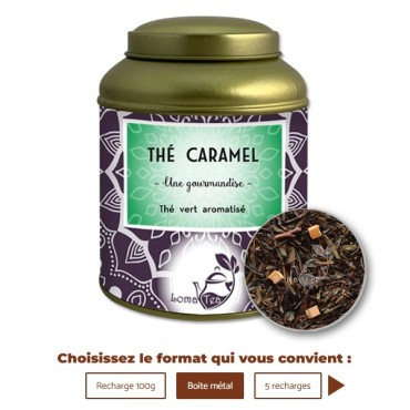 Thé vert au CARAMEL VRAC 100g - LOMATEA