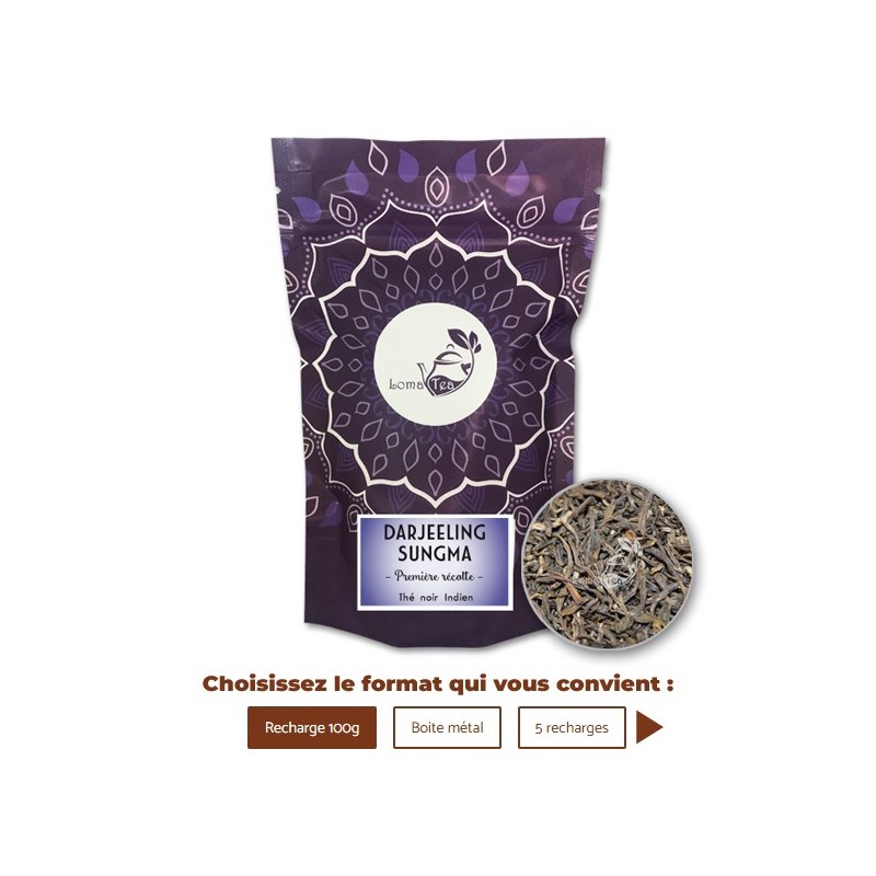 Thé noir DARJEELING Sungma TGFOP first Flush VRAC 100g - LOMATEA Thé noir DARJEELING Sungma TGFOP first Flush VRAC 100g - LOMATEA