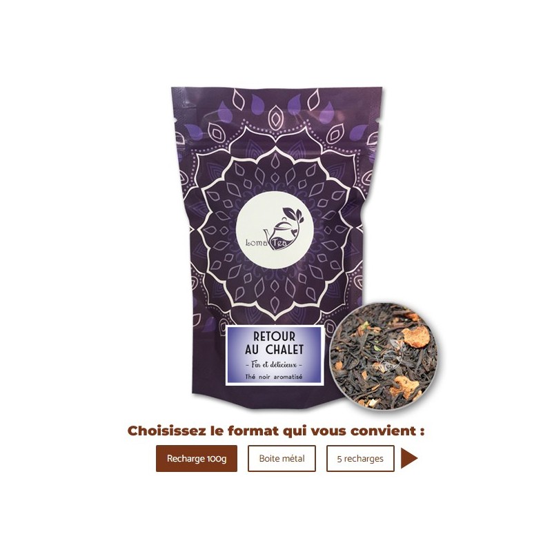 Thé noir RETOUR AU CHALET VRAC 100g - LOMATEA Thé noir RETOUR AU CHALET VRAC 100g - LOMATEA