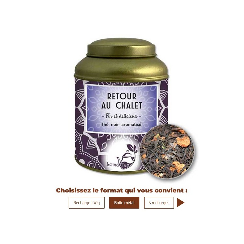 Thé noir RETOUR AU CHALET VRAC 100g - LOMATEA Thé noir RETOUR AU CHALET VRAC 100g - LOMATEA