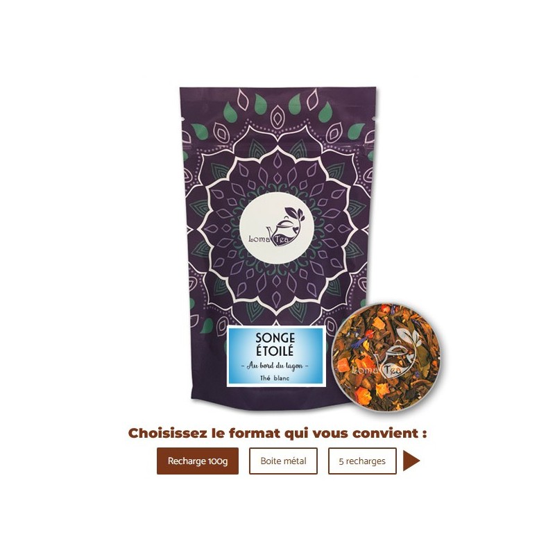 Thé Blanc SONGE ÉTOILÉ VRAC 100g - LOMATEA Thé Blanc SONGE ÉTOILÉ VRAC 100g - LOMATEA