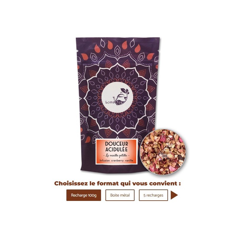 Infusion DOUCEUR ACIDULÉE VRAC 100g - LOMATEA Infusion DOUCEUR ACIDULÉE VRAC 100g - LOMATEA