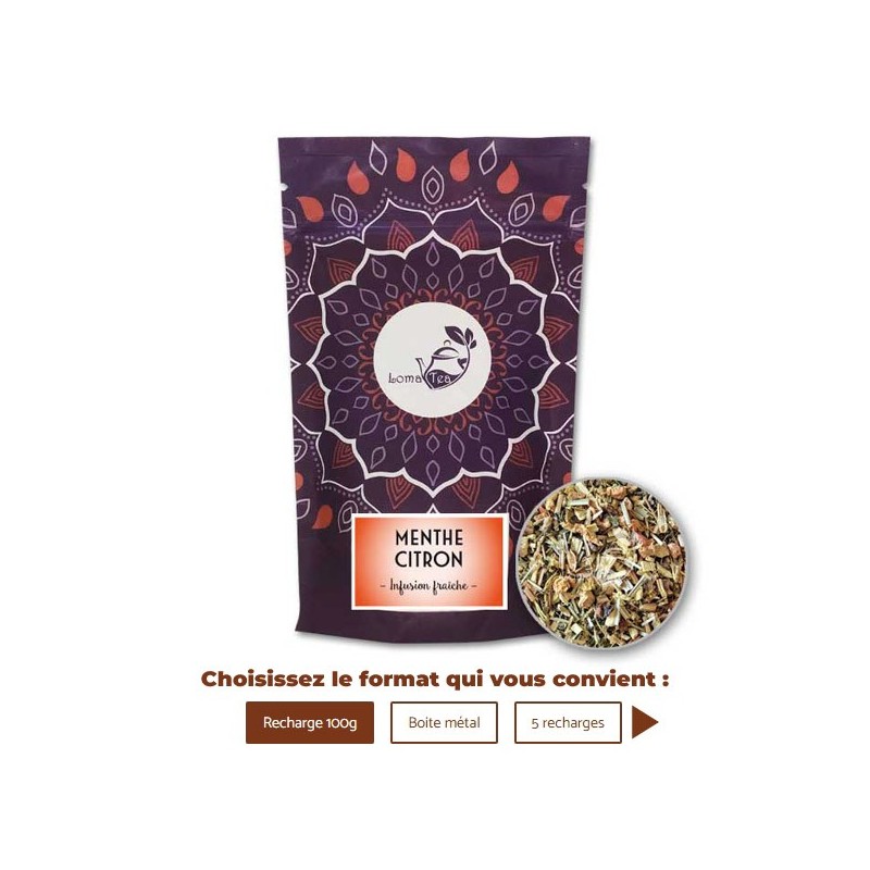 Infusion MENTHE CITRON VRAC 100g - LOMATEA Infusion MENTHE CITRON VRAC 100g - LOMATEA