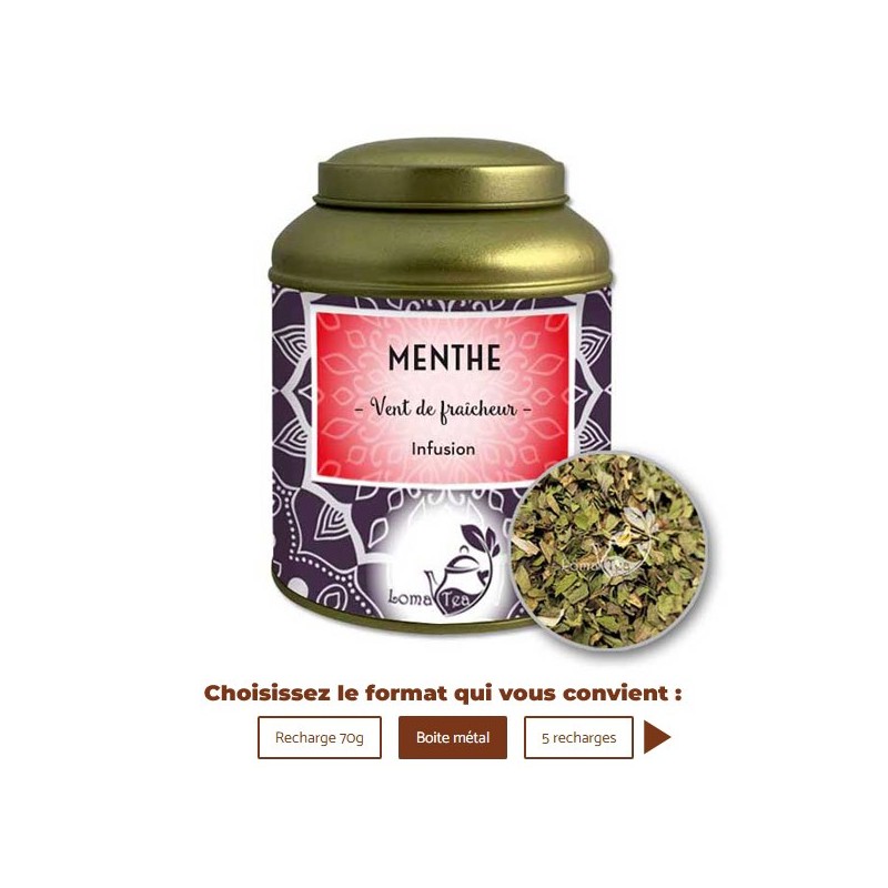 Infusion MENTHE POIVRÉE VRAC 70 g - LOMATEA