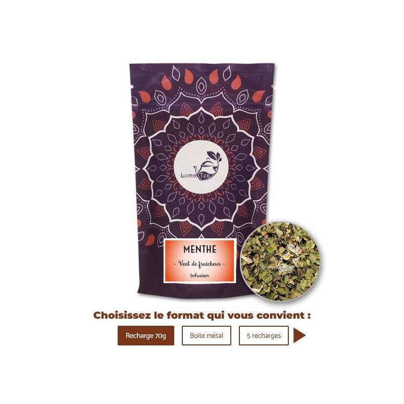Infusion MENTHE POIVRÉE VRAC 70 g - LOMATEA Infusion MENTHE POIVRÉE VRAC 70 g - LOMATEA
