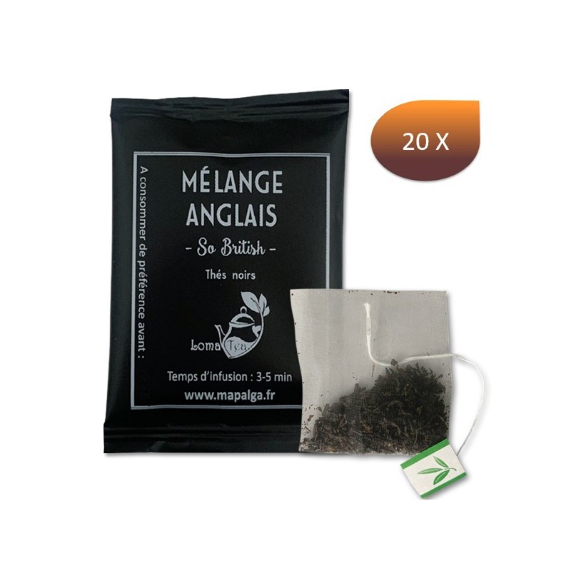 Thé noir MÉLANGE ANGLAIS x 20 infusettes individuelles - LOMATEA Thé noir MÉLANGE ANGLAIS x 20 infusettes individuelles - LOMATEA
