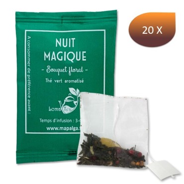 Lot de 20 infusettes individuelles Thé vert NUIT MAGIQUE LOMATEA