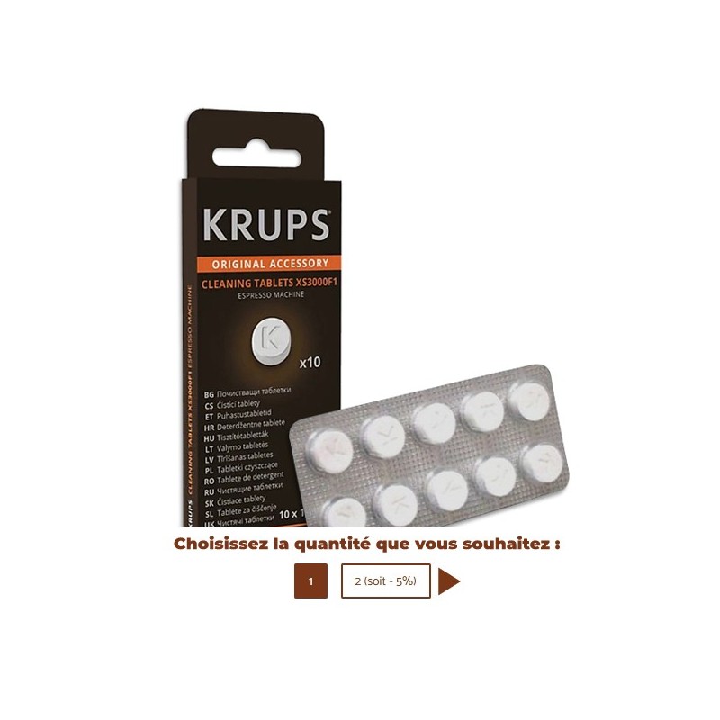 10 Tablettes détergentes pour machine à café XS300010 - KRUPS