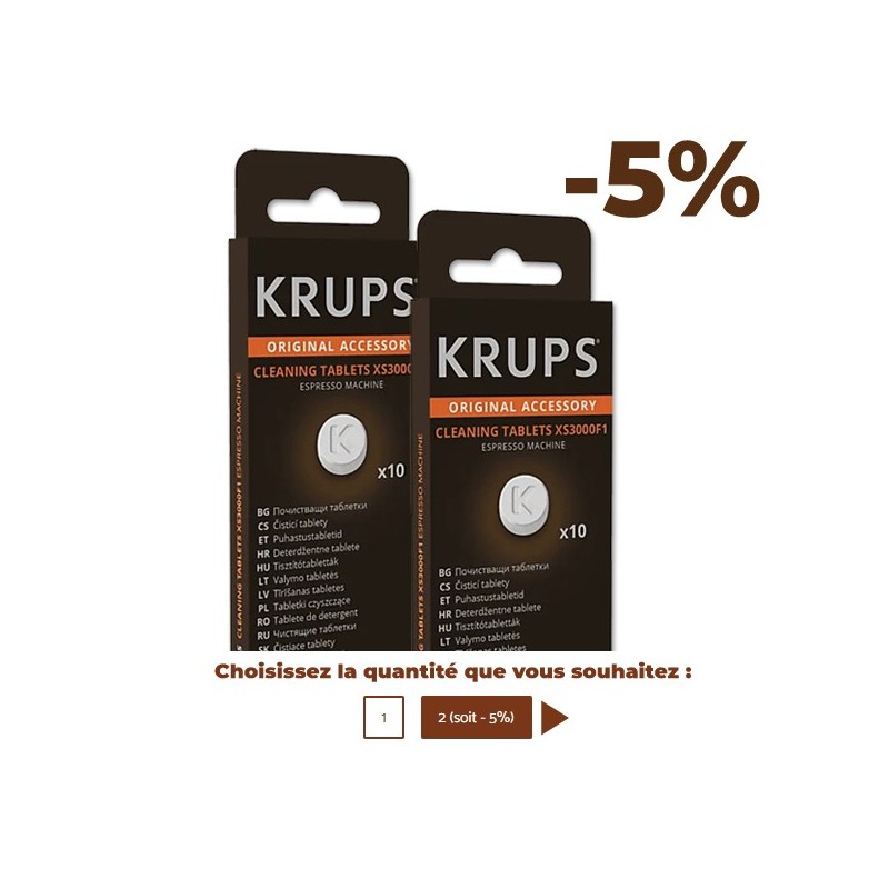 10 Tablettes détergentes pour machine à café XS300010 - KRUPS