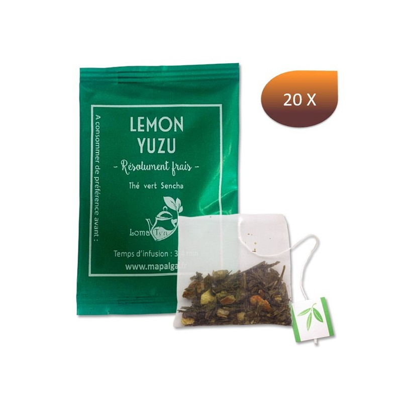 20 infusettes individuelles thé vert LEMON YUZU - LOMATEA
