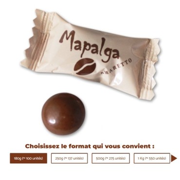 Biscuit amaretto recouvert de chocolat au lait - emballage individuel - MAPALGA