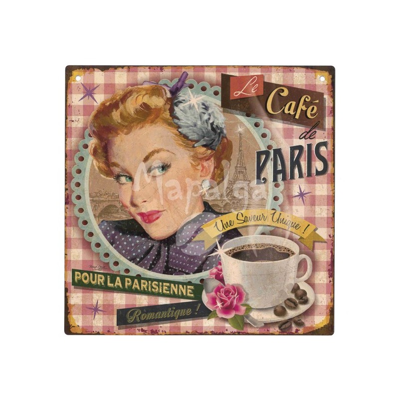 Plaque décorative Le café de Paris 19x19 cm Plaque décorative Le café de Paris 19x19 cm