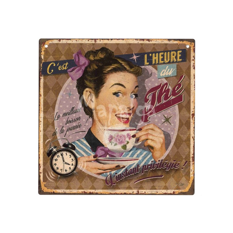 La targa decorativa è tempo di tè 19x19 cm