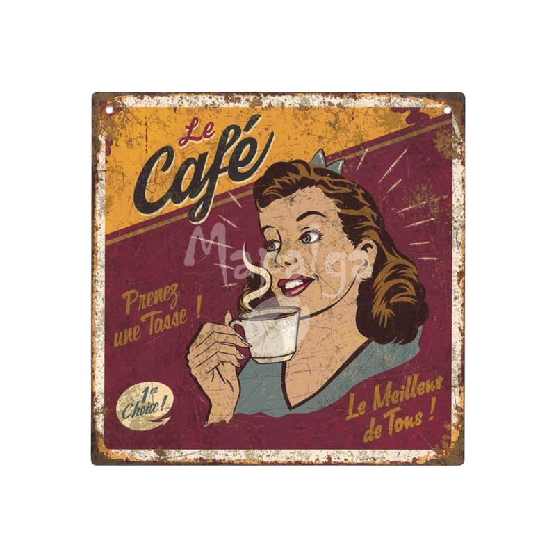 Plaque décorative Le Café 19x19 cm