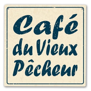 Decorative plaque Café du Vieux fisherman 19x19 cm