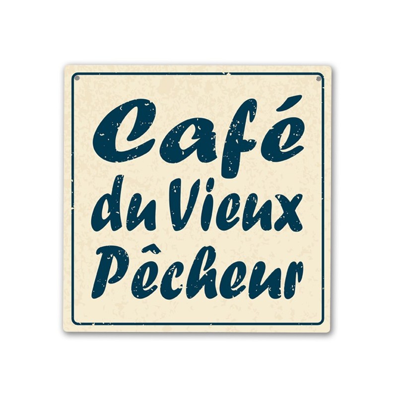 Plaque décorative Café du Vieux Pêcheur 19x19 cm