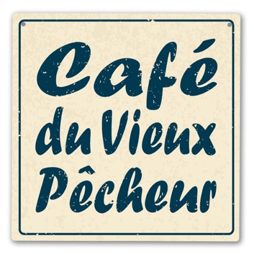 Decorative plaque Café du Vieux fisherman 19x19 cm