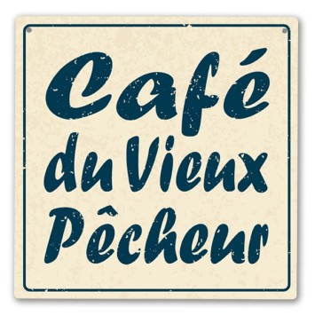 Decorative plaque Café du Vieux fisherman 19x19 cm
