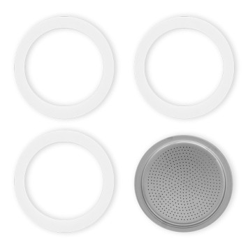 Set di 3 guarnizioni + 1 Mattina di caffè in alluminio da 2 tazze - Bialetti