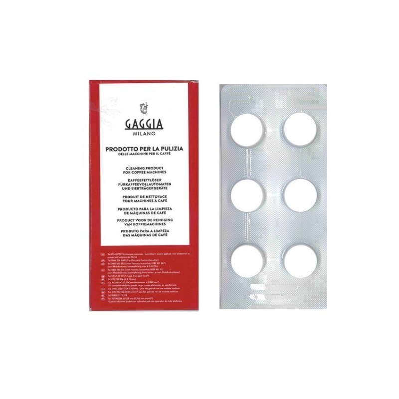 Blister de 6 tablettes de dégraissage GAGGIA RI9125/60 - 421940051741- 21001685 / 996530010516 Blister de 6 tablettes de dégraissage GAGGIA RI9125/60 - 421940051741- 21001685 / 996530010516