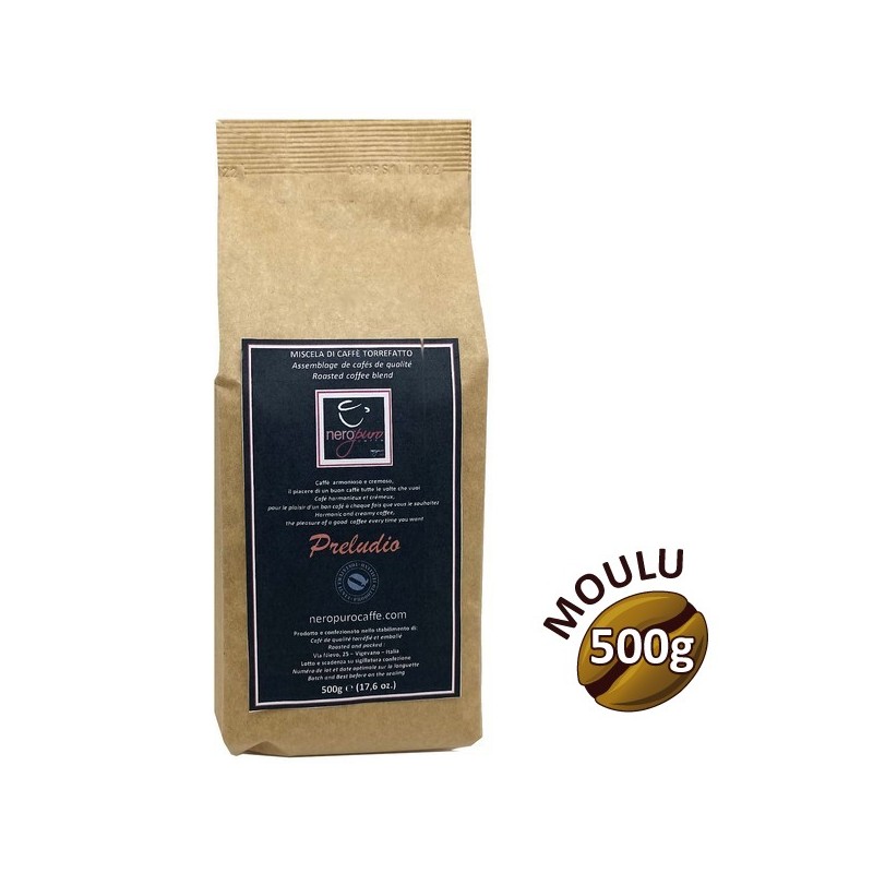 Café moulu Miscela Bar PRELUDIO - 500g - NERO PURO