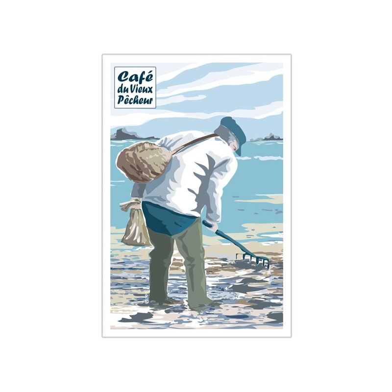 Carte postale Le Pêcheur à pied - CAFÉ DU VIEUX PÊCHEUR