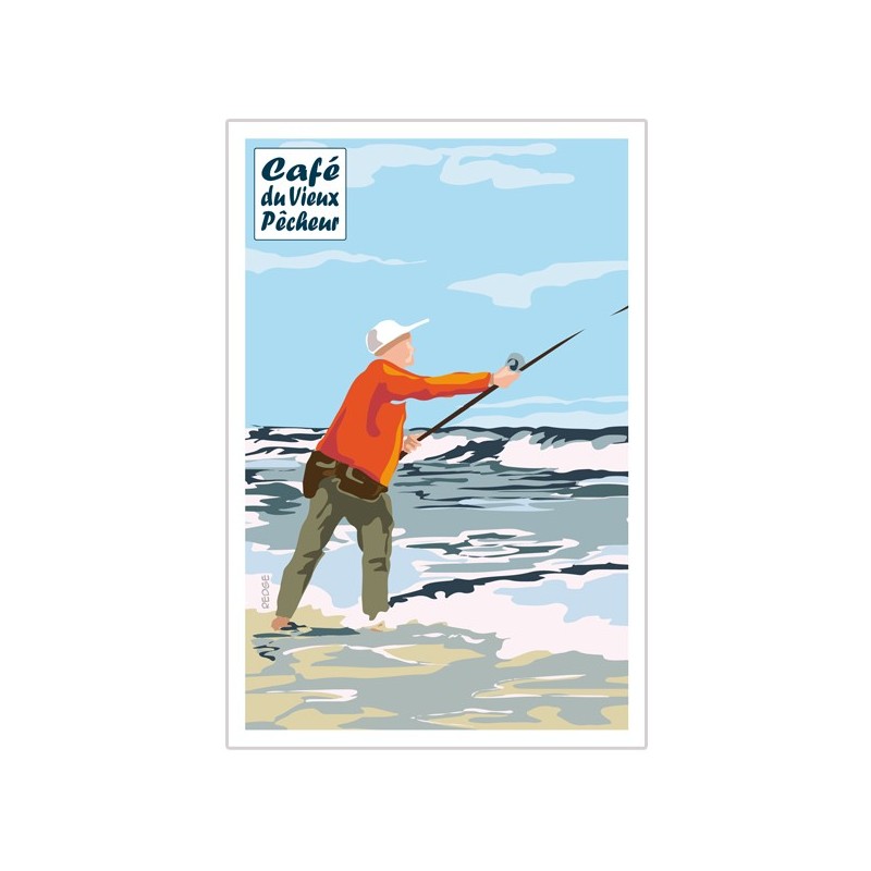 Carte postale Le Pêcheur à la ligne - CAFÉ DU VIEUX PÊCHEUR