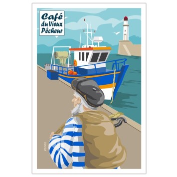 Postcard The Quay Fisherman prima dell'imbarco - Café du Vieux Fisherman