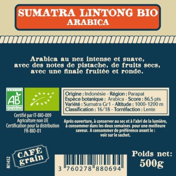 Café Grain Sumatra Lintong Bio 500G - Café du Vieux Fisherman