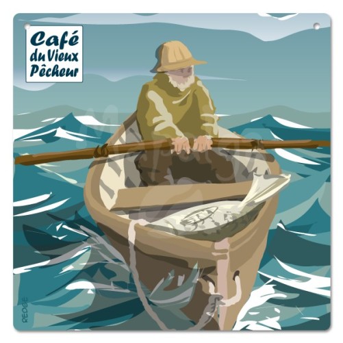 Decorative plaque The Doris fisherman - Café du Vieux fisherman 19x19 cm