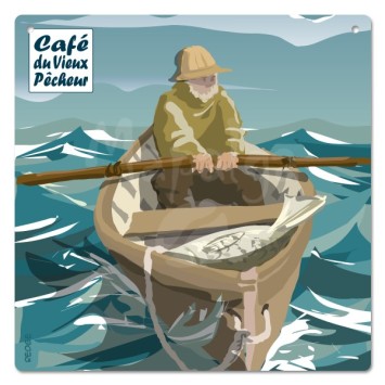 Decorative plaque The Doris fisherman - Café du Vieux fisherman 19x19 cm