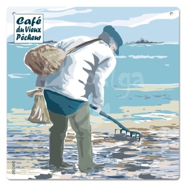 Placca decorativa The Fisherman a piedi - Café du Vieux Fisherman 19x19 cm