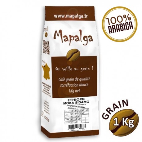 Café Ethiopie Moka grain BIO, 1kg
