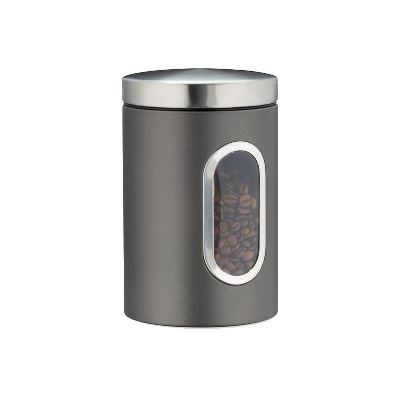 Bocal en métal avec fenêtre de contrôle 1,4L, pour café ou aliments secs ( rouge, noire, blanc, gris) 10027647 Bocal en métal avec fenêtre de contrôle 1,4L, pour café ou aliments secs ( rouge, noire, blanc, gris) 10027647