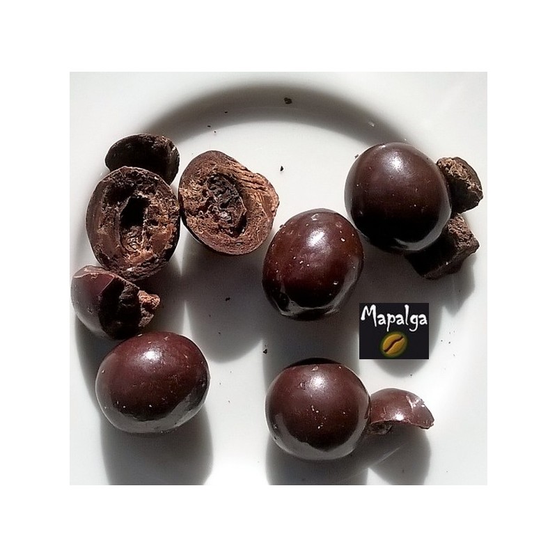 Grano di caffè ricoperto di cioccolato che si scioglie - mapalga