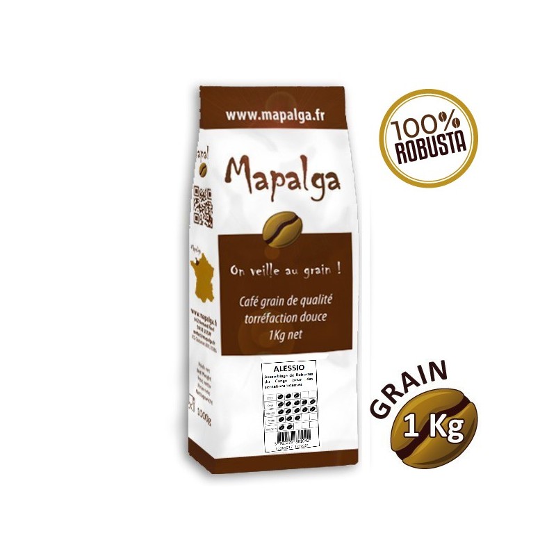 Caffè al 100% robusta alessio - 1 kg - mapalga