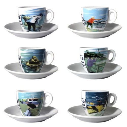 Set of 6 coffee cups - 10 cl - Café du Vieux fisherman