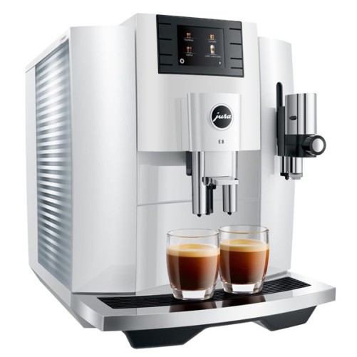 E8 Piano White Coffee Machine (EB) 15353 - Giura + 2 kg di caffè Offerto