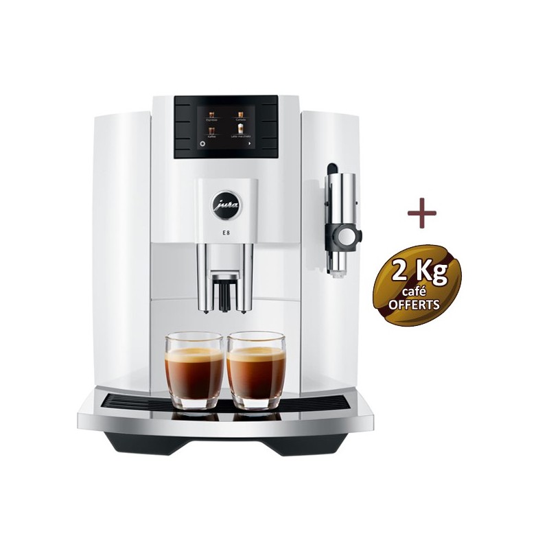 Machine à café E8 Piano White (EB) 15353 - JURA + 2 Kg de café OFFERTS
