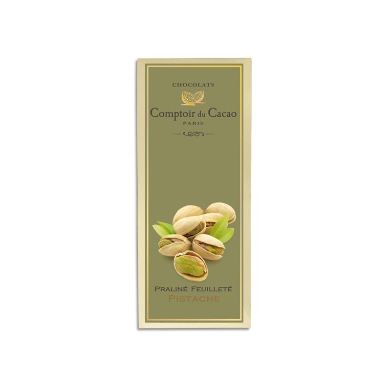 Tablette pralinée feuilletée Pistache - 80g - LE COMPTOIR DU CACAO
