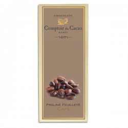 Tablette pralinée feuilletée Café - 80g - LE COMPTOIR DU CACAO