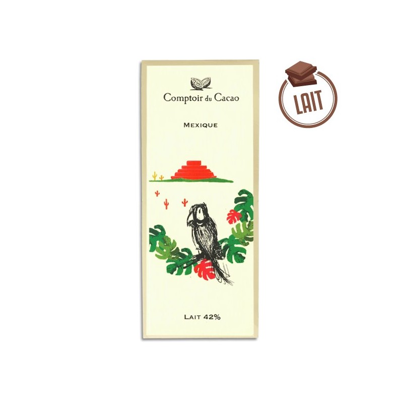 Tablette chocolat au lait Origine Mexique 42% - 80g - LE COMPTOIR DU CACAO