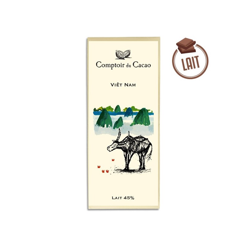 Tablette chocolat au lait Origine Viêt Nam 45% - 80g - LE COMPTOIR DU CACAO