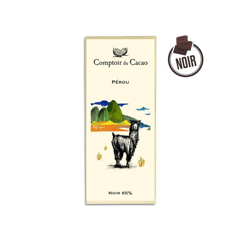 Tablette chocolat noir Origine Pérou 65% - 80g - LE COMPTOIR DU CACAO