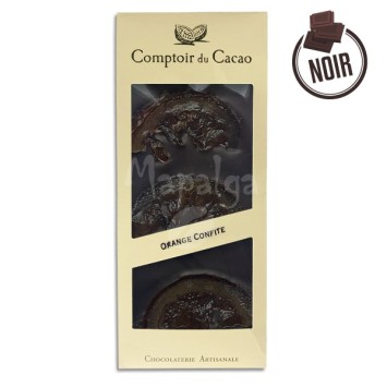 Confit oranging dark chocolate tablet - 90g - Le Comptoir du Cocoa