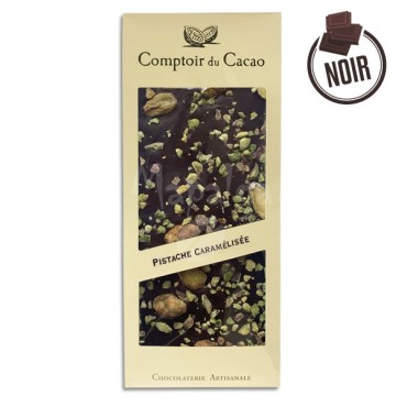 Tablet al cioccolato fondente pistacchio caramellato - 90G - Le comptoir du cacao