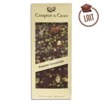 Tablette chocolat  au lait  Pistaches caramélisées - 90g - LE COMPTOIR DU CACAO